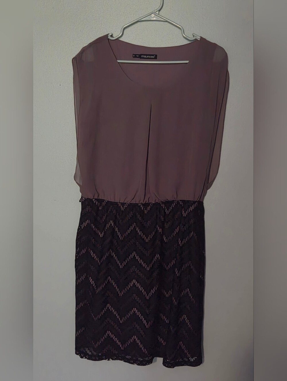 Maurices Dusty Mauve Blouson Lace Midi Dress